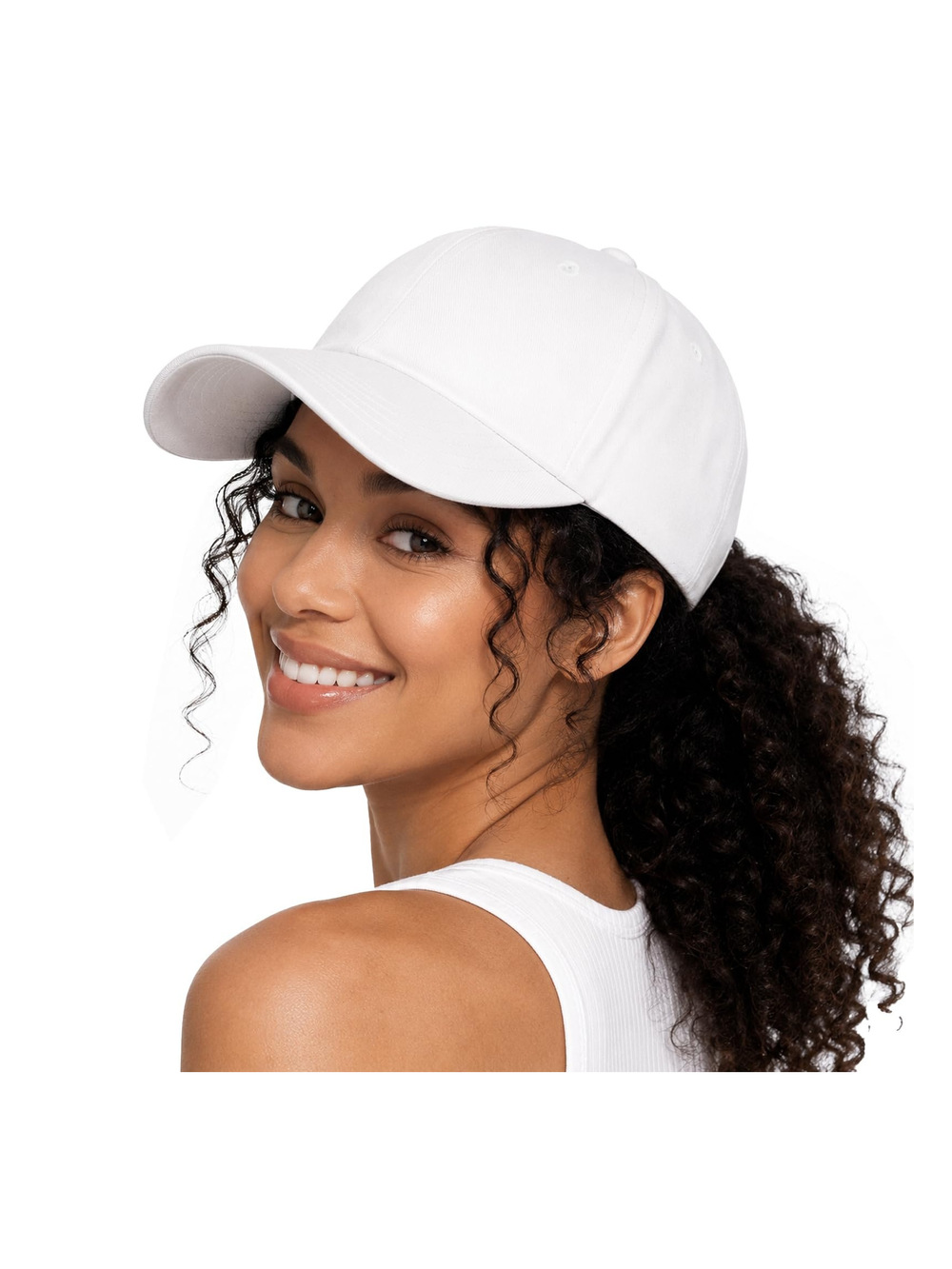 Womens Satin Lined Baseball Cap Washed Cotton Adjustable Dad | White | Size OS